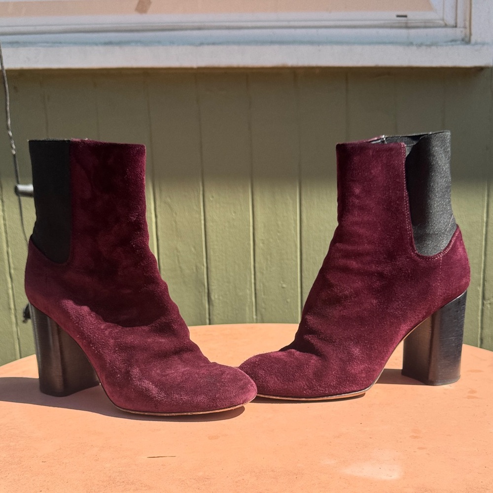 rag & bone Burgundy Suede Block Heel Ankle Boots